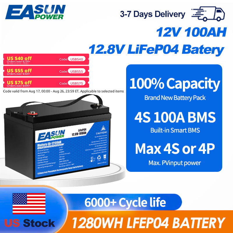 Outdoor Power Inverter - EASUN POWER 12V 100Ah LiFePO4 Battery