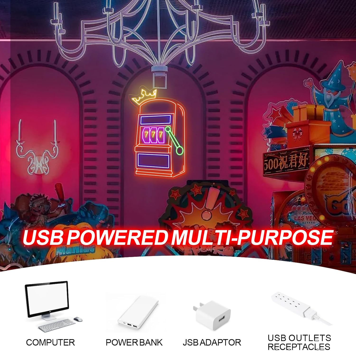 Slot Machine Neon Sign Game Ic - огляд і ціна Outdoor Power Garage