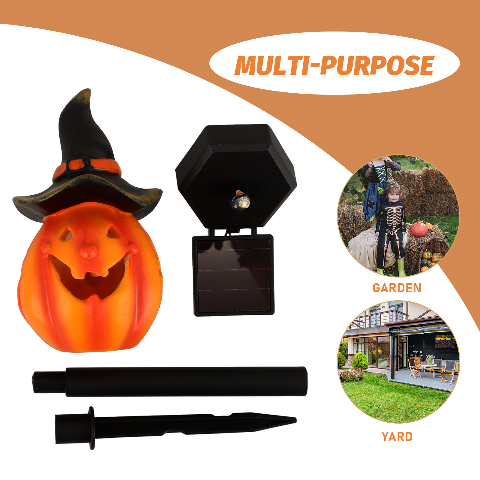 Halloween Pumpkin Solar Garden - огляд і ціна Outdoor Power Stake