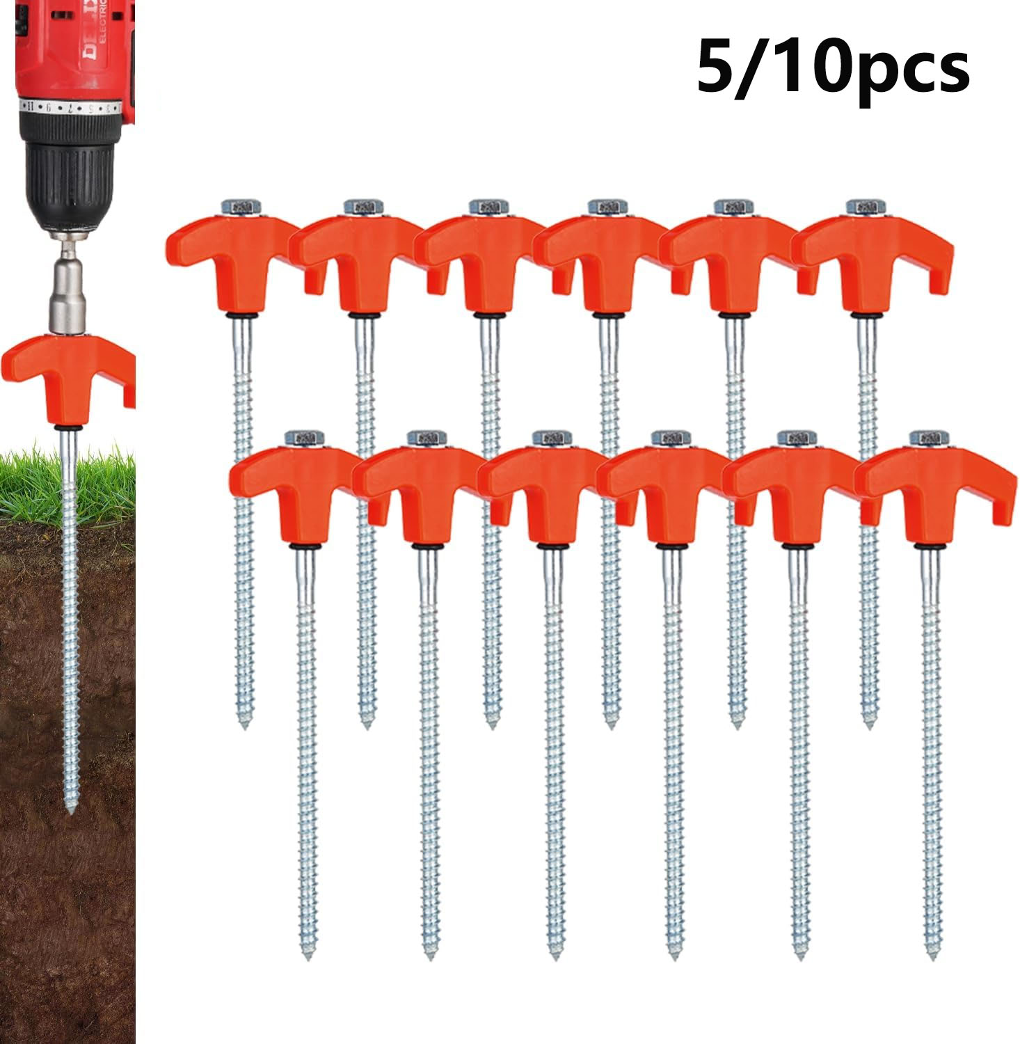 5/10pc Screw in Tent Stakes He - огляд і ціна Outdoor Power Stake